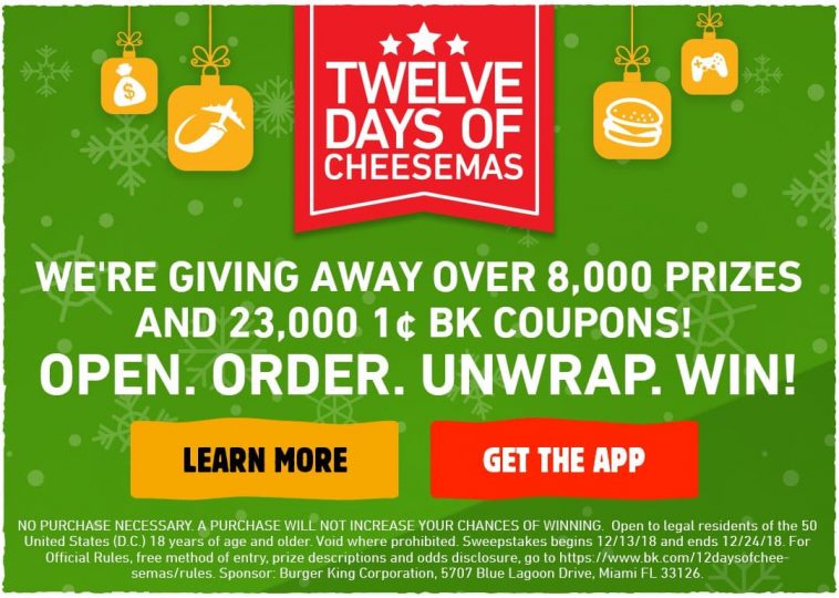 Burger King 12 Days of Cheesemas Sweepstakes