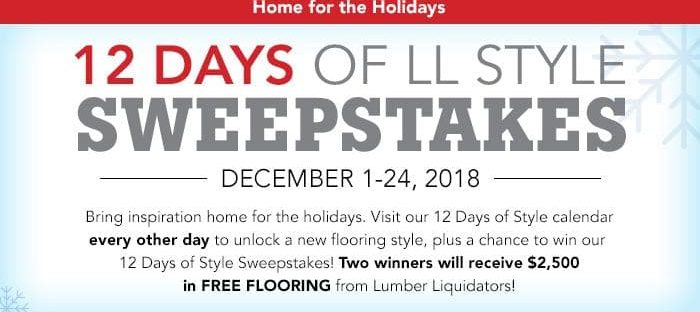 Lumber Liquidators 12 Days of LL Style Sweepstakes