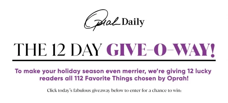 Oprah 12 Days of Christmas 2023 Giveaway